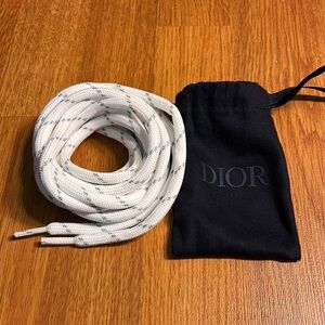 Dior White and Black Shoelaces with Pouch
